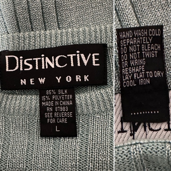 Vintage 90s Ice Blue Metallic Silk Knit Short Sleeve Sweater Women’s Size Large - Picture 10 of 10